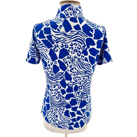 IBKUL BIANCA ROYAL BLUE Short Sleeve Mock Golf Shirt Sz S - Picture 3 of 7